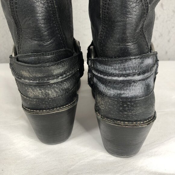 Frye Boots Womens 6.5 Black Western Harness Cowboy Ranch Rodeo NEW - Picture 7 of 16